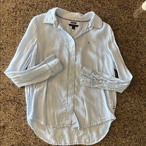 Tommy Hilfiger Women’s Light Blue Button Up 100% Linen